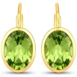 Rafaela - Donata - Oorbellen - Geelgoud - Sterling Zilver - Peridoot Groen - 8x6 mm