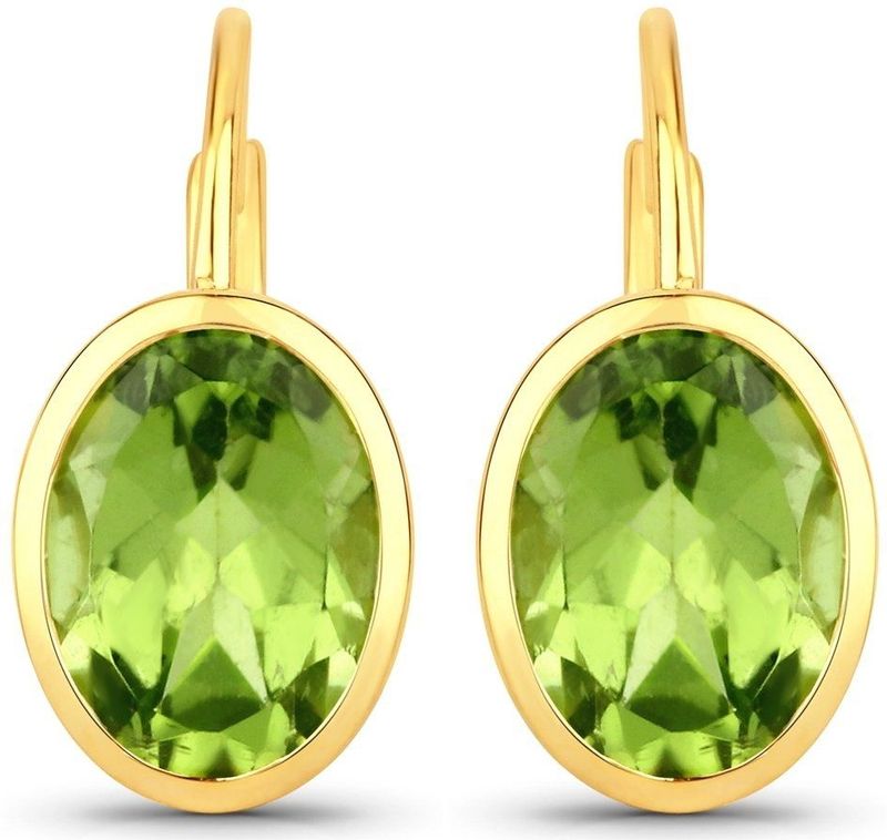 Rafaela - Donata - Oorbellen - Geelgoud - Sterling Zilver - Peridoot Groen - 8x6 mm