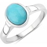 Rafaela - Donata - Solitaire Ring - Zilver - Antiek Turquoise - 9x7 mm