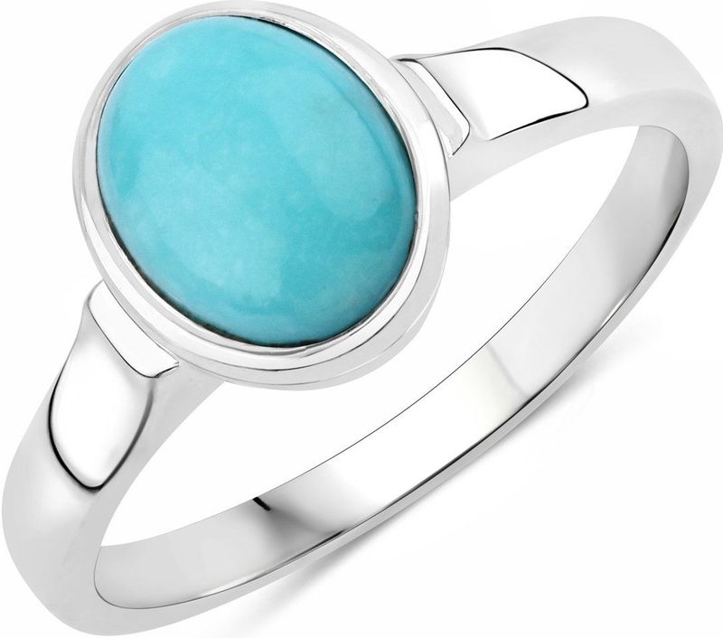 Rafaela - Donata - Solitaire Ring - Zilver - Antiek Turquoise - 9x7 mm