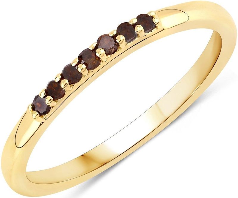 Rafaela - Donata - Halve Eeuwigheidsring - Geelgoud - 925 Sterling Zilver - Diamant - Roodbruin