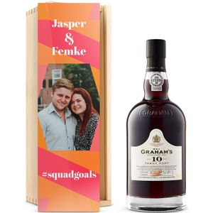 Port in bedrukte kist - Graham's 10 Years