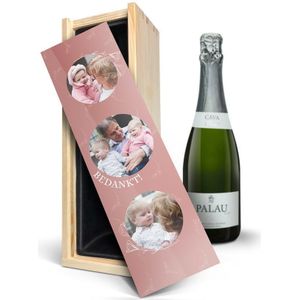 Cava in bedrukte kist - Palau Gazo (750ml)