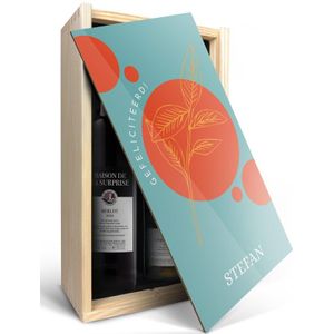 Wijnpakket in bedrukte kist - Maison de la Surprise - Merlot en Chardonnay