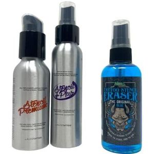 ALOE TATTOO 2 kleine helpers set (2 artikel): aftrekvloeistof stencil plus of stencil premium en stencil en remover stencil gum - INKgrafiX® Duitsland - IG63915 - vegan DE