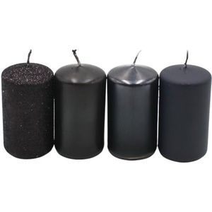 Stompkaars, adventskaarsen, adventskranskaarsen, in zwart, verschillende kleurnuances, grootte H/Ø ca. 7 x 4 cm, 250 g, brandduur 4 x 10 h