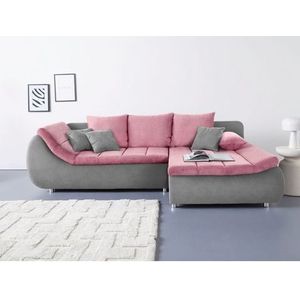INOSIGN Ecksofa »Imola, elegant und modern, aktuelle Steppung im Sitz, bequem, L-Form«, frei im Raum stellbar, wahlweise mit Bettfunktion und Bettkasten