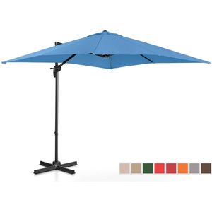 Uniprodo Zweefparasol - blauw - vierkant - 250 x 250 cm - draaibaar