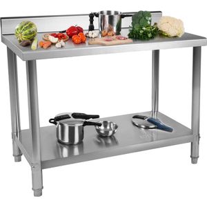 Royal Catering Roestvrij stalen werktafel - 150 x 60 cm - verhoogde kant - 130 kg capaciteit - 4250928691859