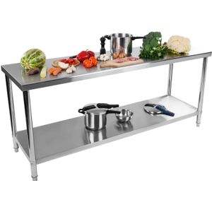 Royal Catering - ECO - Werktafel - RVS - 200 x 60 cm - Draagkracht 160 kg