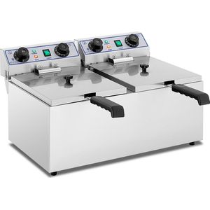 Royal Catering - Elektrische dubbele friteuse - 2 x 13 liter met timerfunctie (60 min)