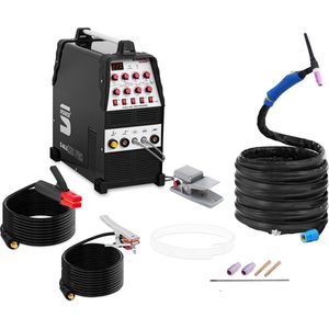 STAHLWERK Schutzgasschweißgerät AC/DC WIG 200 Puls Pro Touch – Vollausstattung – IGBT-Inverter mit 200 A, MMA-Funktion (E-Hand/ARC), Jobspeicher, Puls- / Spot-Funktion, geeignet für Alu & Dünnblech