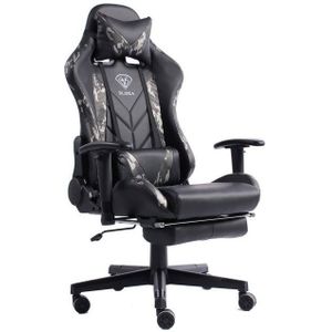 Gaming Stuhl mit Fußstütze und ergonomsichen 4D-Armlehnen gaming chair in ergonomischer Sportsitz Optik Gamer Stuhl mit verstellbaren Rückenstützkissen Bürostuhl