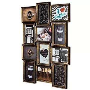 levandeo Fotocollage Bilderrahmen 55x50 mit Glasscheiben für 10 Fotos 10x15cm Weiß