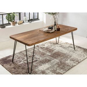 Gate39 - Bagli Eettafel - Bruin - Sheesam Hout - V-vormige Metalen Poten