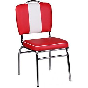 FineBuy eetkamerstoel KING American Diner '50 Retro stoel | Gestoffeerde zitting met rugleuning | Sidechair zithoogte 76 cm