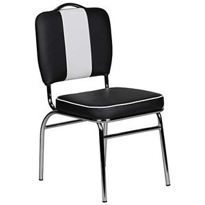 FineBuy eetkamerstoel KING American Diner '50 Retro stoel | Gestoffeerde zitting met rugleuning | Sidechair zithoogte 76 cm