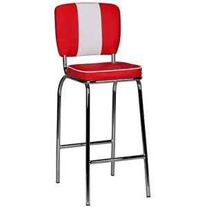 FineBuy barkruk KING American Diner '50 Retro Bar chair | Gestoffeerde zitting met rugleuning | Counter stoel met voetensteun | Zithoogte 76 cm |