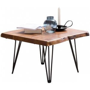 ontwerp salontafel MAHILO massief houten tafel met Wane 56x38x51 cm | Sheesham houten tafel met metalen poten | Woonkamer tafel in een rustieke, landelijke stijl
