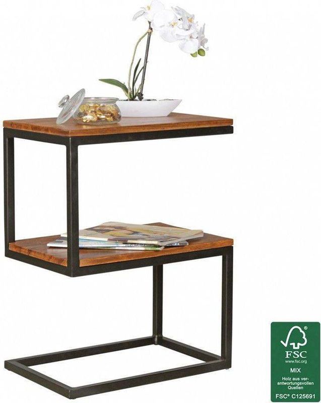 WOHNLING Beistelltisch Massivholz sheesham 45,0 x 30,0 x 60,0 cm