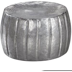 salontafel JAMAL 60x36x60 cm aluminium zilveren bijzettafel oosterse rond | Plat koffietafmetaal | Design salontafel modern | Loungetafel kleine tafel