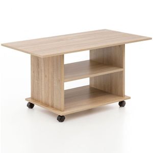 Design salontafel WL5.739 95 x 51 x 54,5 cm Sonoma Draaibaar met wielen | Salontafel Koffietafel | Salontafel Salontafel | Salontafel met opbergruimte