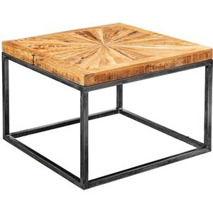 salontafel mango massief hout 55x40x55 cm tafel met metalen onderstel | Vierkante salontafel in industrieel design | Stoere salontafel modern