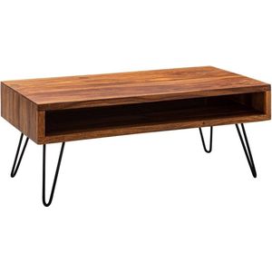 salontafel 100x40x50 cm Sheesham massief houten / metalen salontafel | Design salontafel rechthoekig Massieve salontafel | Grote tafel woonkamer