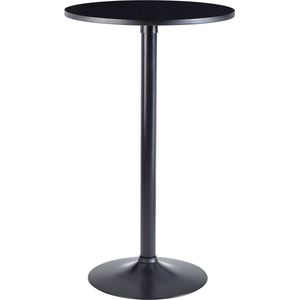 Vierkante bartafel wit en chroom LUKE. In hoogte verstelbare bartafel. Witte hoge tafel met verchroomd onderstel