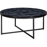 salontafel 80x36x80 cm met zwart marmerlook | Salontafel met metalen frame | Salontafel ronde tafel woonkamer | Zijtafel