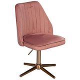 WOHNLING bureaustoel roze fluwelen design draaistoel met rugleuning | kuipstoel 120 kg in hoogte verstelbaar | Werkstoel zonder wielen | Stoel bureau thuiskantoor Draaibaar