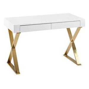 Hoogglans bureau met goudkleurige poten 118cm