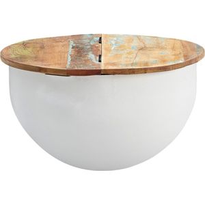 salontafel Mango 60x34x60 cm massief houten metalen tafel wit industrieel rond | Design salontafel met opbergruimte | Lounge tafel sofa tafel modern