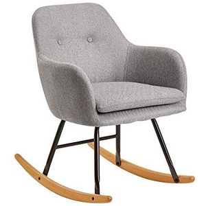FineBuy schommelstoel 71x76x70cm design relaxfauteuil Malmo stof/hout | Schommelstoel met frame | Gestoffeerde relaxstoel schommelstoel | Moderne schommelstoel fauteuil