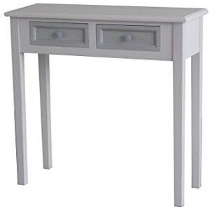 MyFlair consoletafel, Mdf fineer, hout, lichtblauw en wit antiek, 80 x 30 x 77 cm