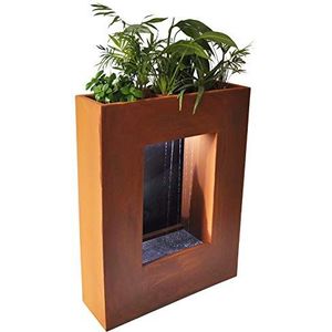 KÖHKO® Watergordijnfontein, beplantbaar met ledverlichting, hoogte 80 cm, van cortenstaal met roestvrijstalen plantenbak, waterval, waterspel, kamerfontein 32001H