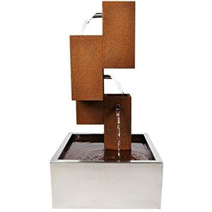 Köhko® Waterspel fontein met ledverlichting, hoogte 65 cm, van cortenstaal met roestvrijstalen bekken, waterval, waterspel 32005