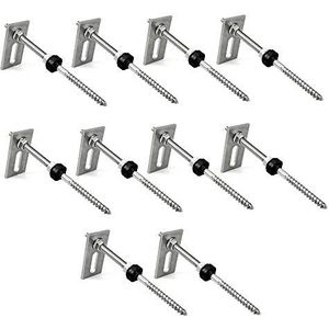 Offgridtec© stokschroef M10x200 roestvrij staal in hoogte verstelbaar incl. adapterplaat EPDM rubberen afdichting