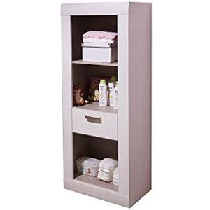 Trendteam babykamer wandboard wandgardrobe Landi Rek 60 x 150 x 38 cm pijnboom witte structuur, afzetting pijnboom donker (Nb.)