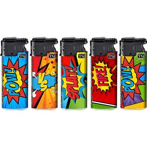 Vijf Stormaanstekers - POW! - VS - SPLAT! - FIRE! - POW! - Windproof - Gasbrander - Vuurwerk - Hervulbaar