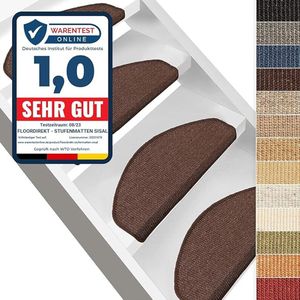 Karat Sisal-Trapmat - Premium - Zelfklevend - Halfrond - Donkerbruin - 23,5 x 65 cm