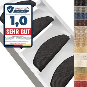 Karat Sisal-Trapmat - Premium - Zelfklevend - Halfrond - Zwart - 23,5 x 65 cm
