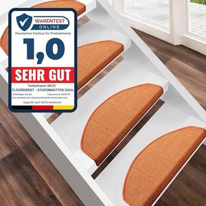 Karat Sisal-Trapmat - Premium - Zelfklevend - Halfrond - Terra - 23,5 x 65 cm