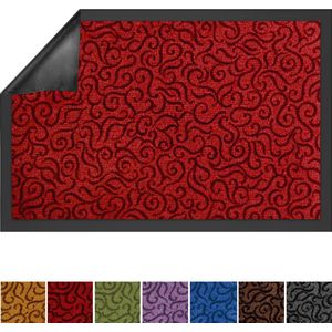 FLOORDIREKT Vuilvangmat Brasil - Wasbare & Hoogwaardige Deurmat - voor Binnen - Schoonloopmat met Antisliprug - Deurmat voor de Entree - Donkerrood - 60 x 90 cm