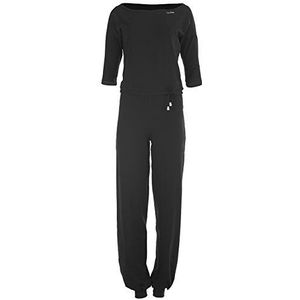 WINSHAPE Dames 3/4-mouw jumpsuit WJS2, fitness vrije tijd sport yoga pilates jumpsuit, zwart, S lang