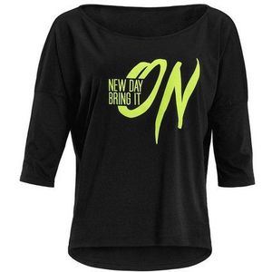 Winshape - MCS001 - T-shirt - Zwart - Glinsterend Neon Geel - 3/4-mouwen