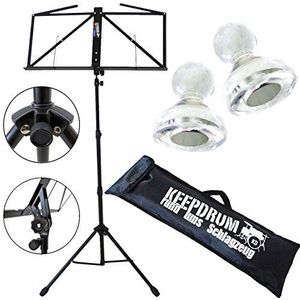 keepdrum Notenständer Schwarz Notenpult mit Tasche + 10 Notenständer-Magnete MG10