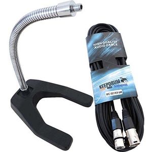 Keepdrum MS65 zwaar tafelstatief microfoonstandaard zwanenhals chroom + 6 m XLR-kabel