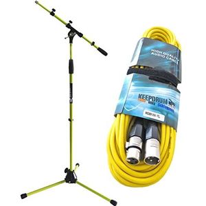 Keepdrum MS106 YW microfoonstandaard geel + 6 m XLR-kabel geel