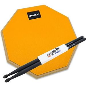 keepdrum DPOR8 Practice Pad oefenpad oranje 8 inch + drumsticks zwart